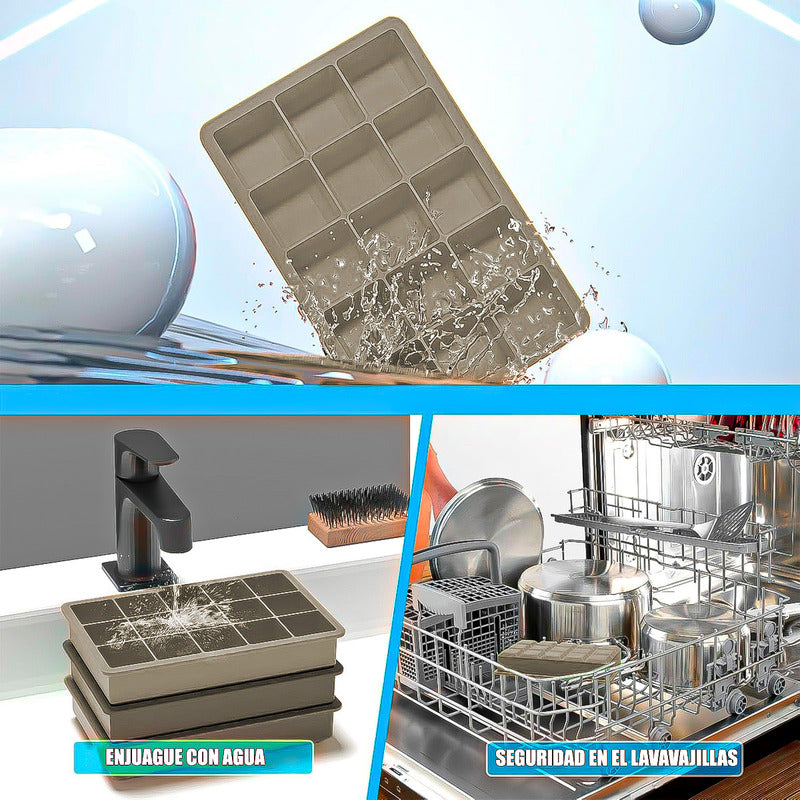 Pack X2 Molde Hielo Cubetas De Hielo Bandeja Silicona Hielo Salmón