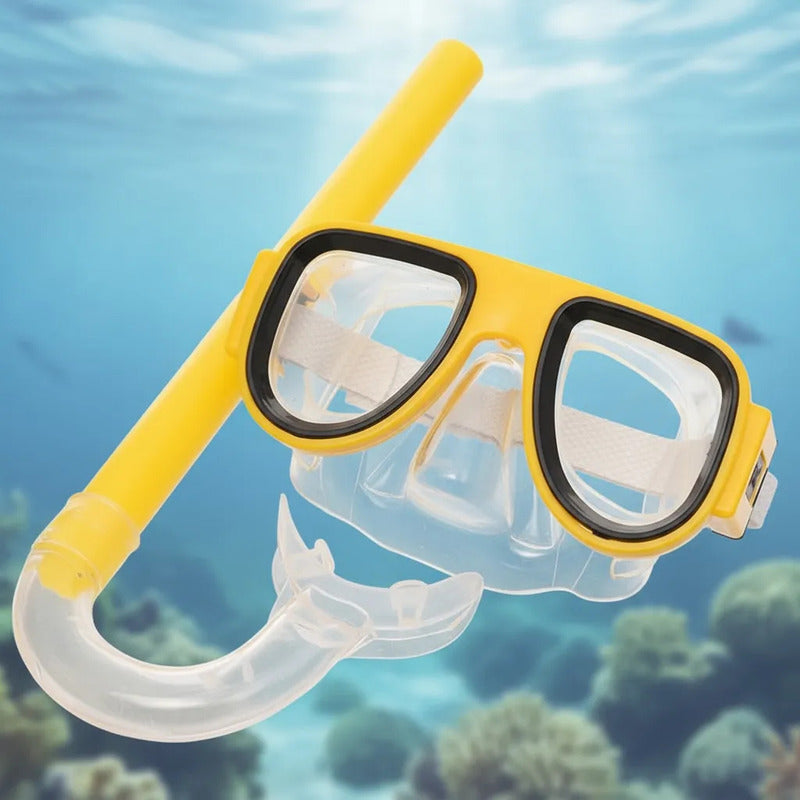 Máscara Snorkel Niños Okshop Verde Ajustable Pvc Buceo Playa
