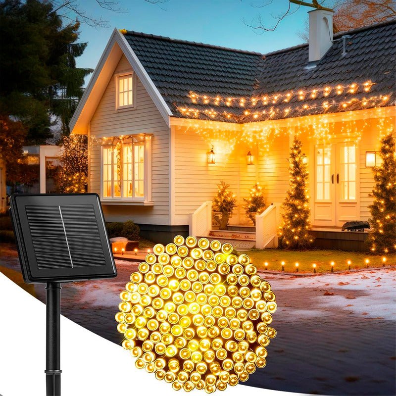 Guirnaldas Luces Solar Hada Luces Led Navidad 10mts 100 Led Calida