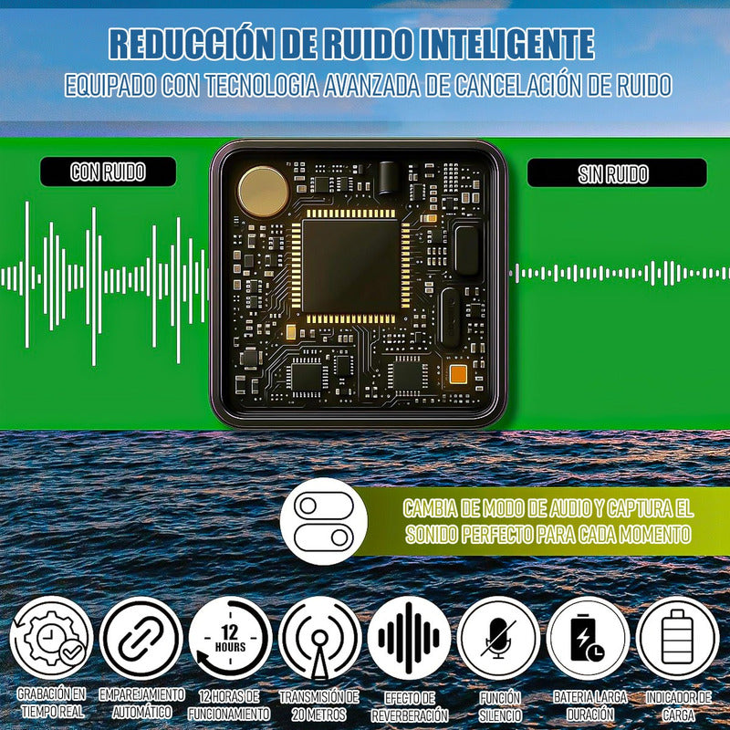 Micrófono Inalámbrico Dual Micrófono Lavalier Inalámbrico Negro