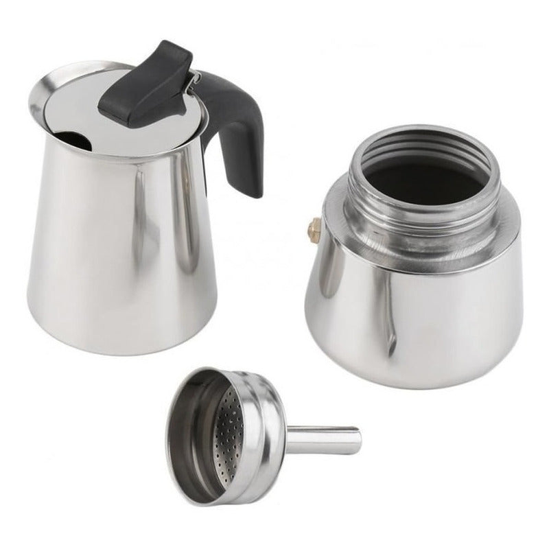 Cafetera Italiana Acero Inoxidable Capacidad 4 Tazas Express Plateado