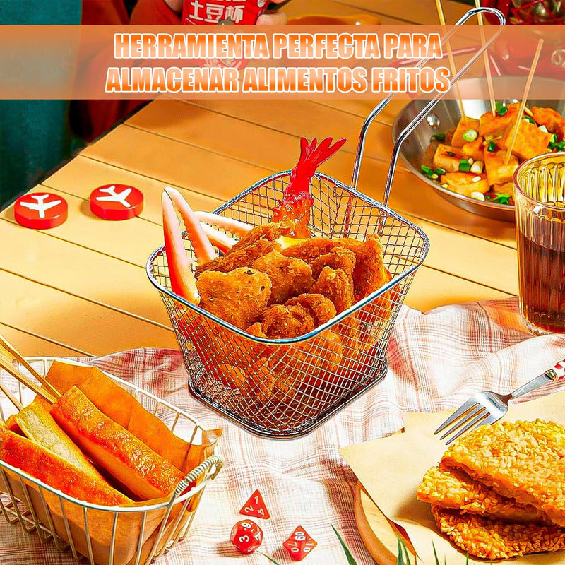 Canasto Papas Fritas Pack 2 Cesta De Freir Cesta De Freidora