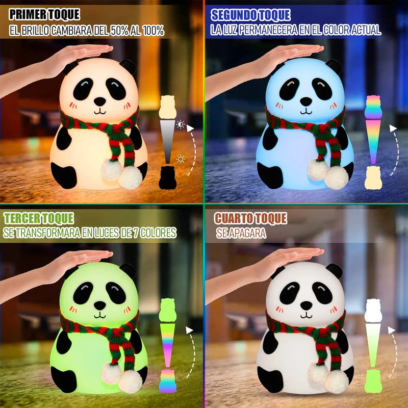 Lampara De Mesa Lampara Mesa Panda Lampara De Silicona Panda Lamparas De Sobremesa 7 Colores Lampara De Noche Usb 5v Lampara Escritorio Inalambrica Silicona Flexible Led Recargable Okshop