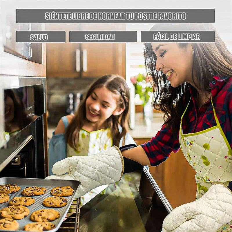 Guantes De Horno Guantes Cocina Toma Ollas Guantes Algodón Blanco Liso