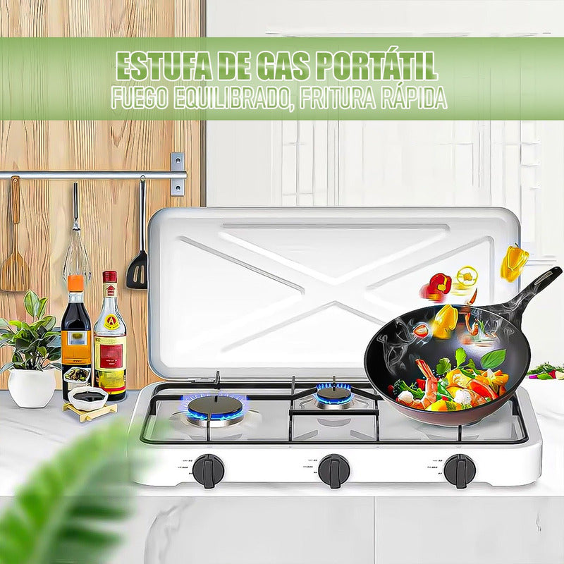 Set Cocina Camping A Gas Cocina Portatil 3 Plato Regulador