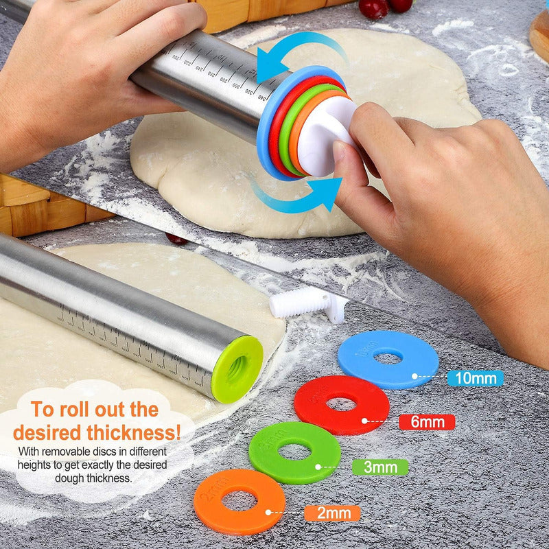 Uslero Ajustable Cocina Rodillo Fondant De Acero Inoxidable