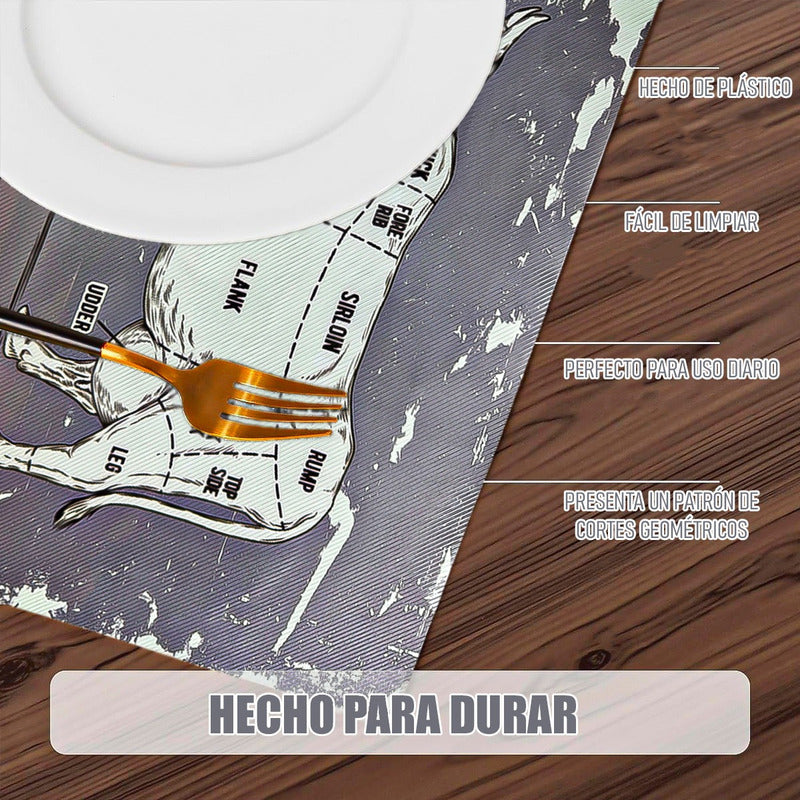 Individual Para Mesa Wayu Individuales Rectangulares Plato Gris Claro