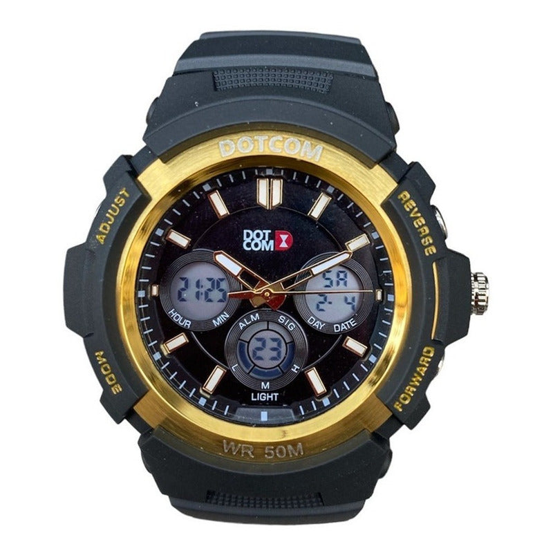 Reloj Analógico Digital De Pulsera Resistente Al Agua Dotcom Negro Negro