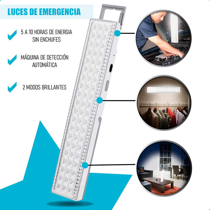 Luces De Emergencia Led Luces De Emergencia Recargable 60led