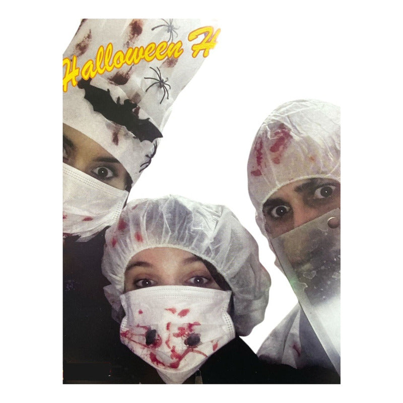 Mascarilla Y Gorro Sangriento Fiestas Disfraz Halloween Azul