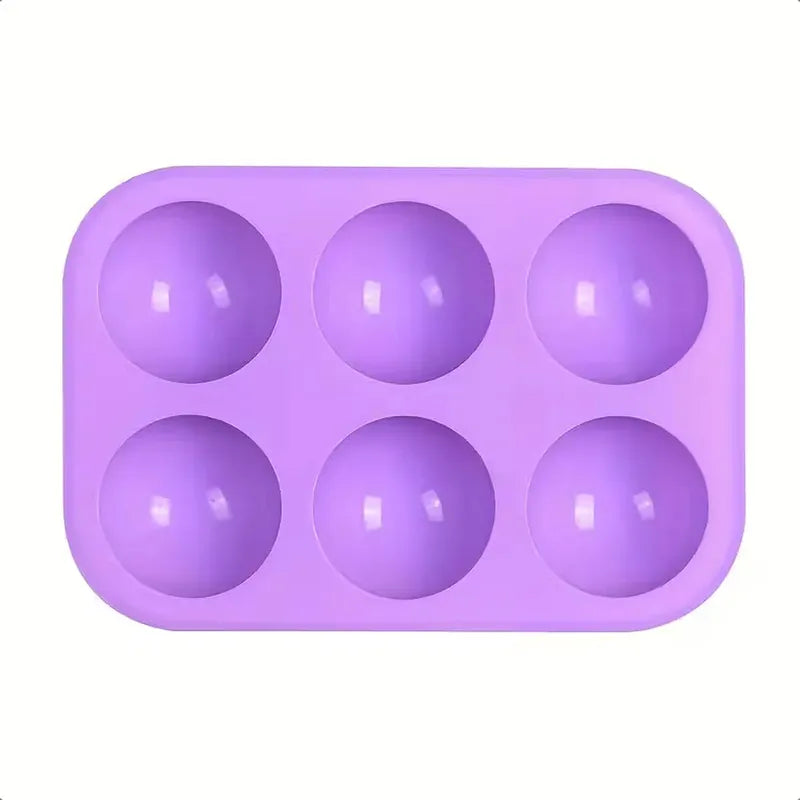 Molde Silicona 6 Semiesfera Molde Reposteria Moldes De Bolas Morado