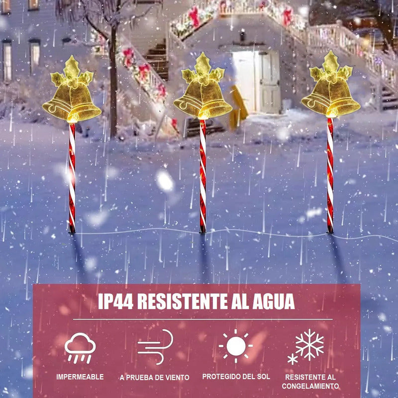 Pack X5 Estacas Navideñas Led 2,6 M Luces Navidad Exterior Solares Campana/cálida Luces Navidenas Solares Campana/cálida Luces Navideñas Estacas Solares Luces Navidad Solar Okshop