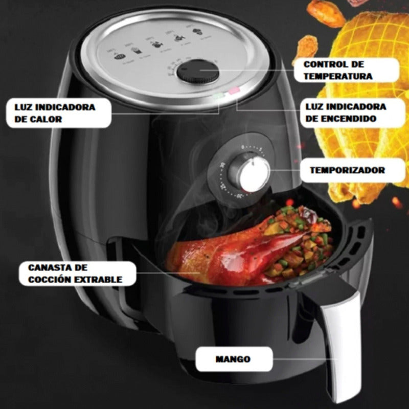 Airfryer Power Air Fryer Freidora Al Aire Sin Aceite 3,8 Lts Negro