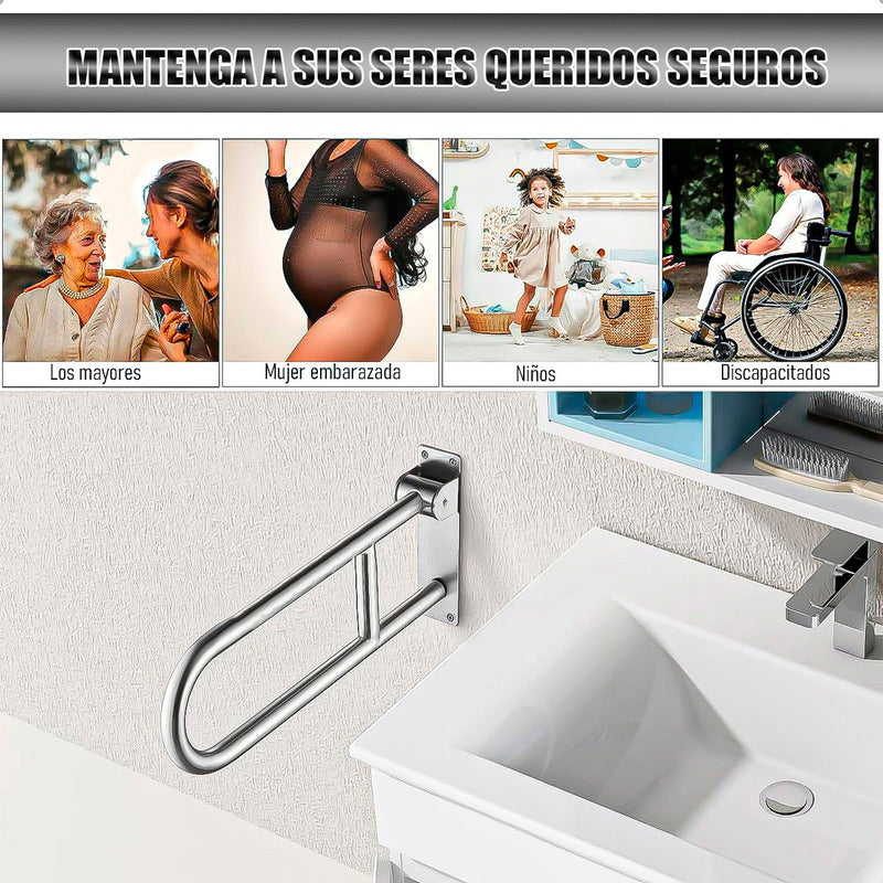Barra De Seguridad Para Discapacitados Barra De Apoyo Agarre Metal/gris