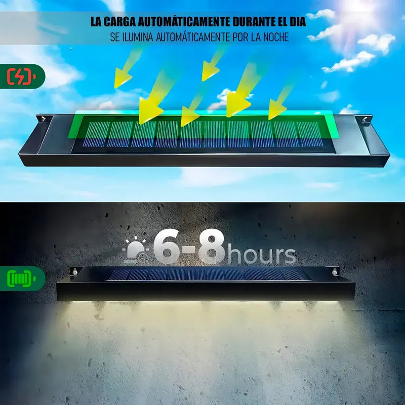 Pack 8 Aplique Solar Pared Exterior Led 10w Okshop Negro Ip54 Inalámbrico Negro/cálida