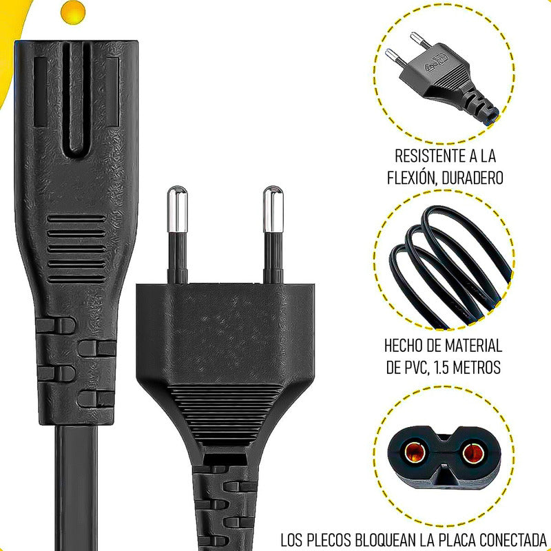 Cable De Alimentación Pack 2 Cable De Alimentación Europeo Negro