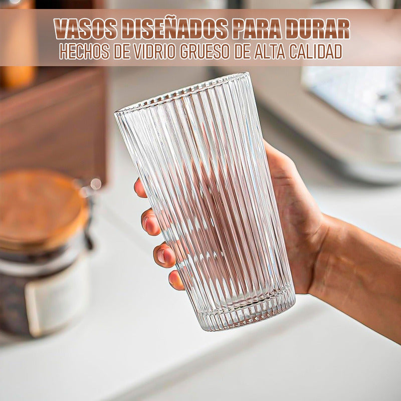 Set 6 Vasos De Vidrio Vasos Postres Juego Vasos Vidrio 450ml