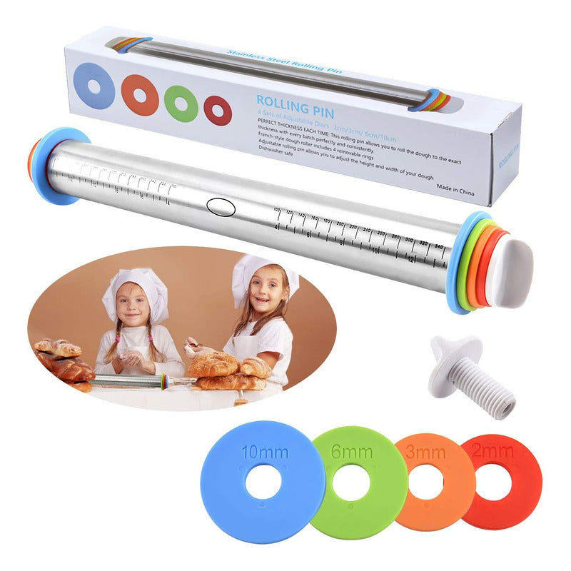 Uslero Ajustable Cocina Rodillo Fondant De Acero Inoxidable