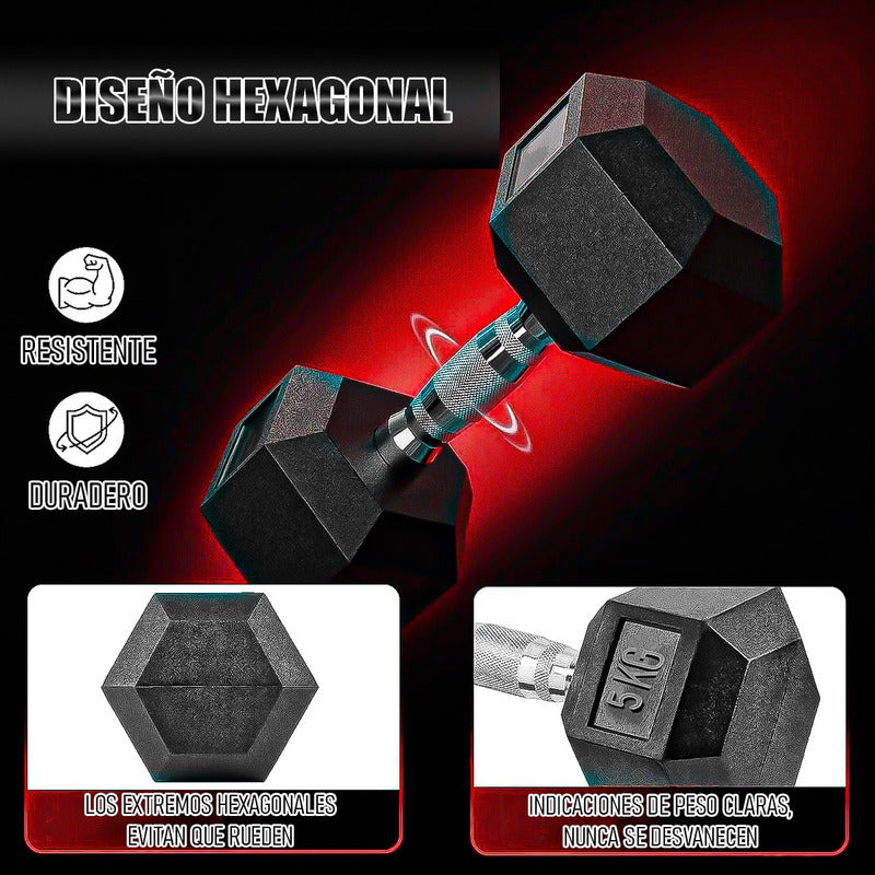 Mancuernas 5 Kg Pesas De Ejercicio Mancuerna Hexagonal 5 Kg Negro