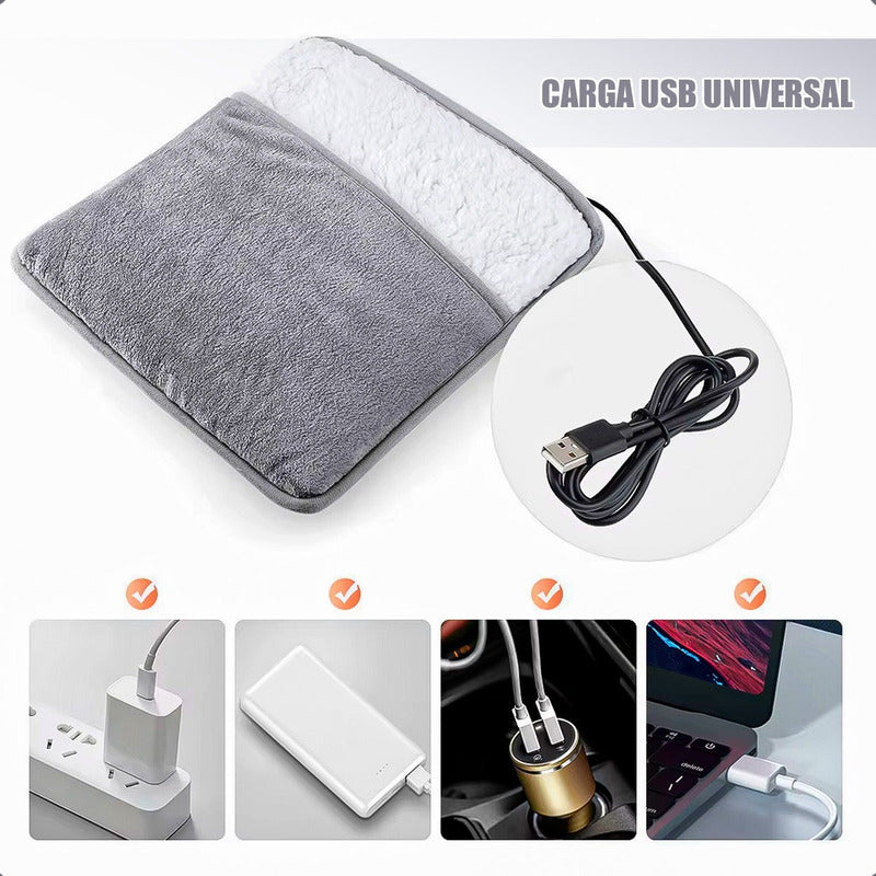 Calienta Pies Calentador Pies Eléctrico Pack 2 Almohadilla Gris Liso