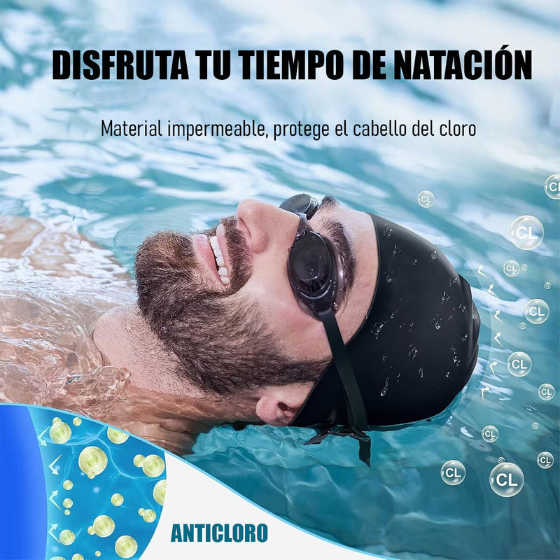 Pack X4 Gorra Natacion Gorros De Natacion Gorro Baño Piscina Color Negro Diseño De La Tela Silicona Tamaño Estandar