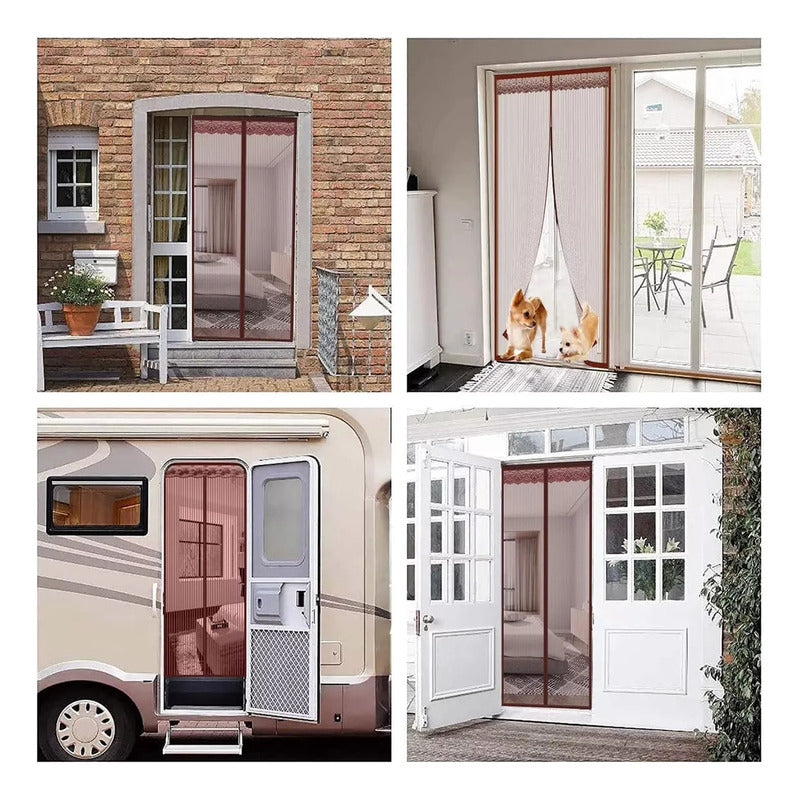 Malla Mosquitera Okshop Puerta Magnética 110x210cm Poliéster Negro