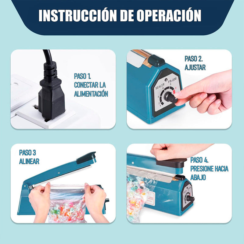 Máquina De Sellado Selladora De Bolsas Sellador Térmico Bols Azul