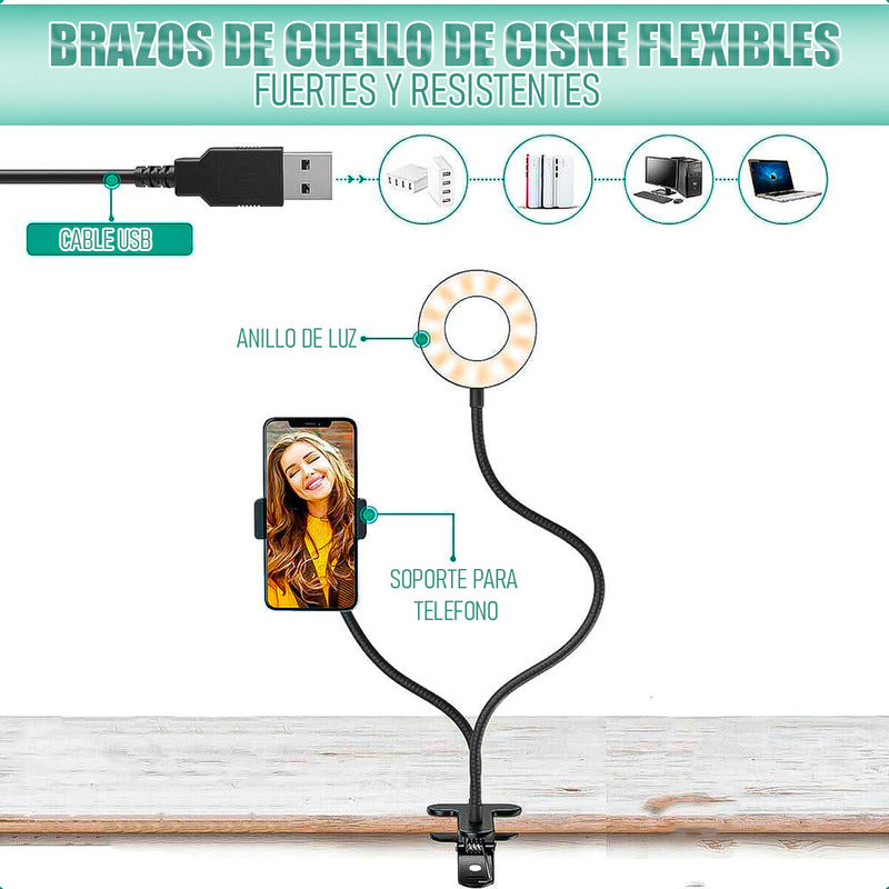 Aro De Luz Profesional Aro Led Aro Luz Tripode Aros Luz Clip Blanco