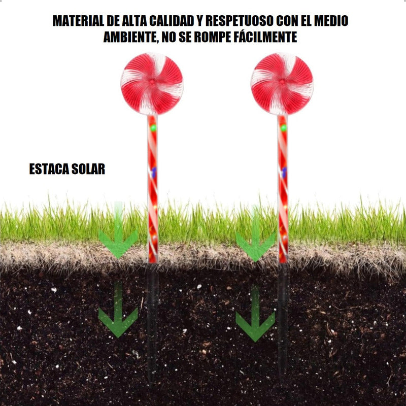 Pack X5 Estacas Solares Luces Navideñas Luces De Navidad Led Multicolor