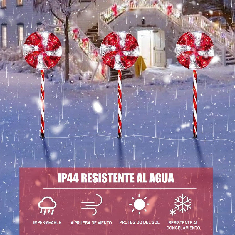 Pack X5 Estacas Solares Luces Navideñas Luces De Navidad Led Multicolor