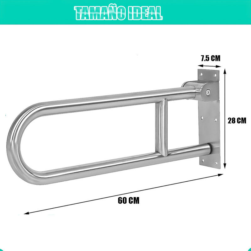 Barra De Seguridad Para Discapacitados Barra De Apoyo Agarre Metal/gris