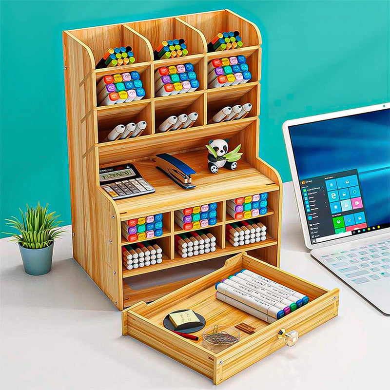 Organizador De Escritorio Porta Lapices Escritorio De Madera
