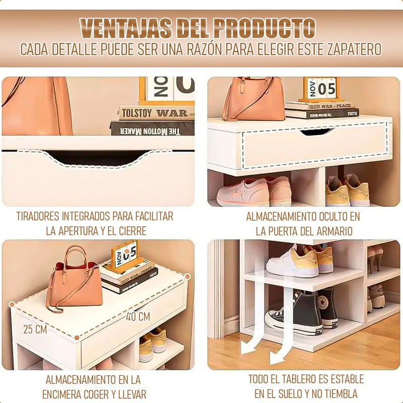 Zapatero Recibidor Mueble Zapatos Mueble Zapatero 14 Pares Blanco