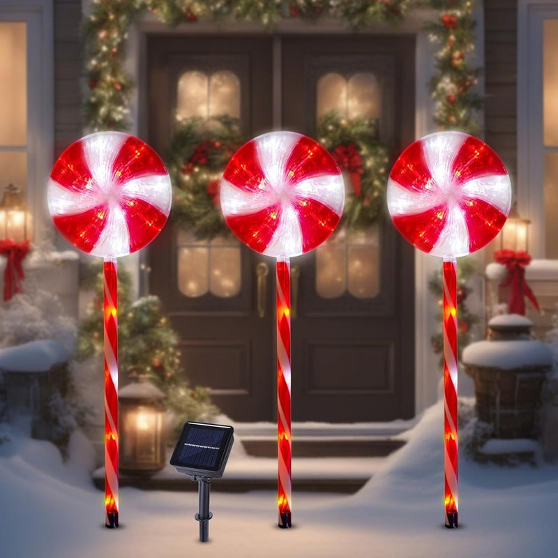 Pack X5 Estacas Solares Luces Navideñas Luces De Navidad Led Multicolor
