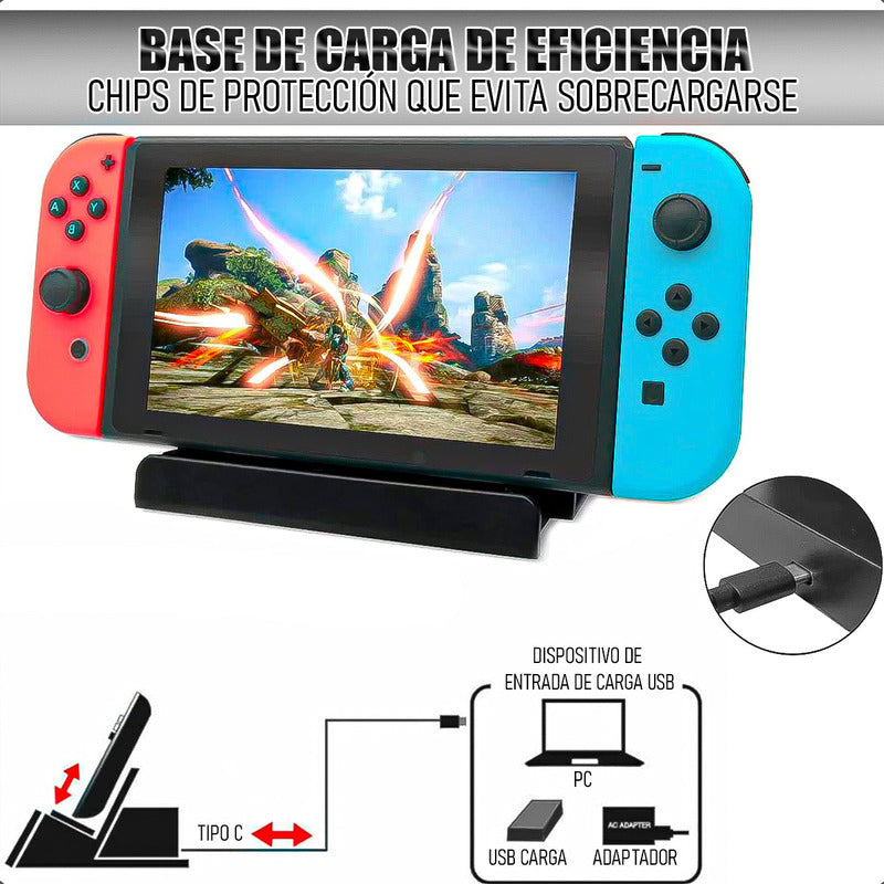 Accesorios Nintendo Switch Funda Control Accesorios 10 En 1 Negro