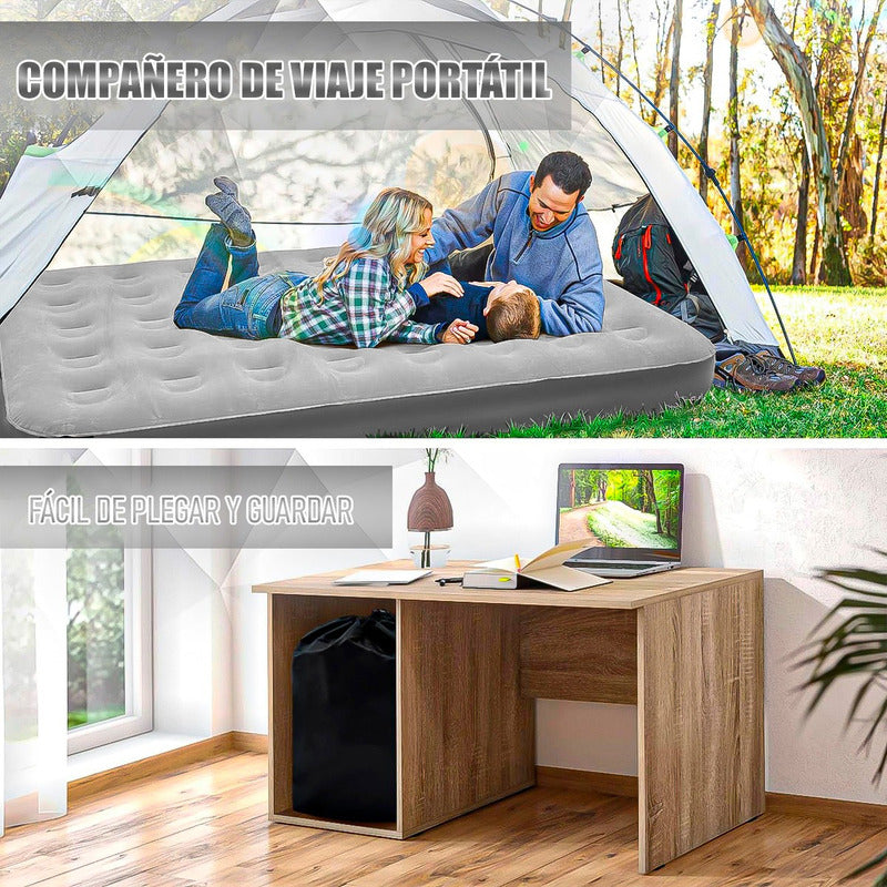 Colchón Inflable Coleman Colchon Con Inflador De Pie Doble Gris