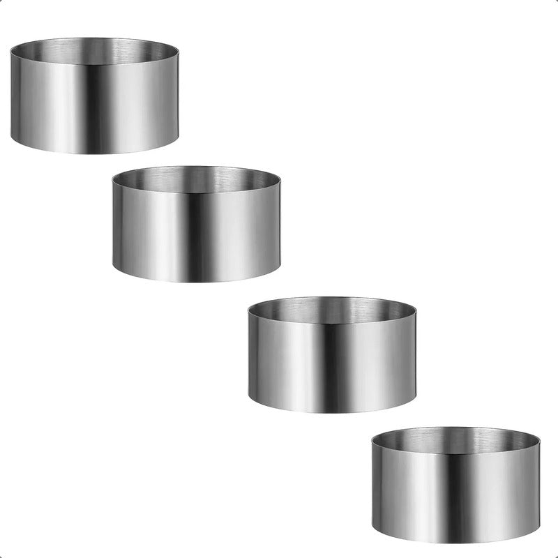 Pack 4 Molde Para Mousse Moldes Redondos Molde Acero Pastel Acero