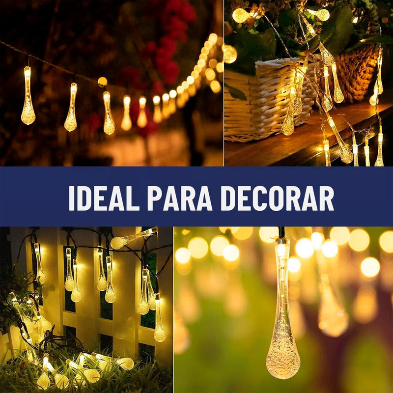 Luces Navidad Guirnaldas Solares Luces De Navidad Solares 6m Cálida