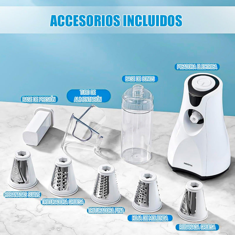 Cortadora De Vegetales Electrica Rebanador Verduras Rallador Blanco