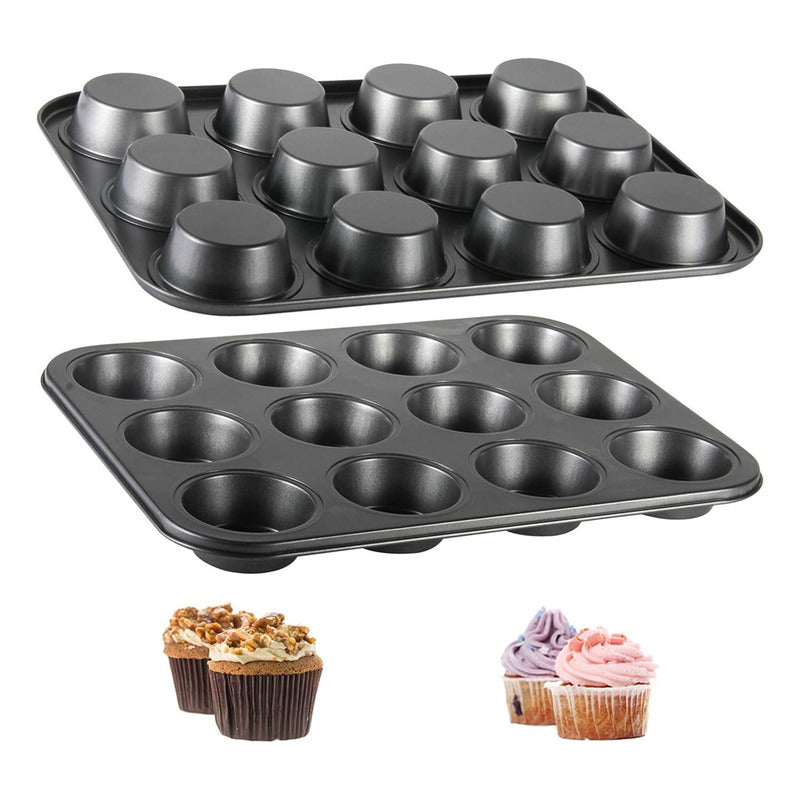 Molde Metal Para Cupcake Muffins Economico 12 Und Gris