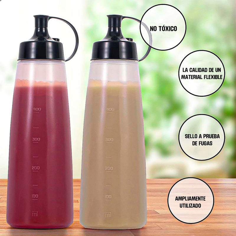 Botella De Salsa Envase Para Ketchup Pack 2 Envases Salseros Rojo