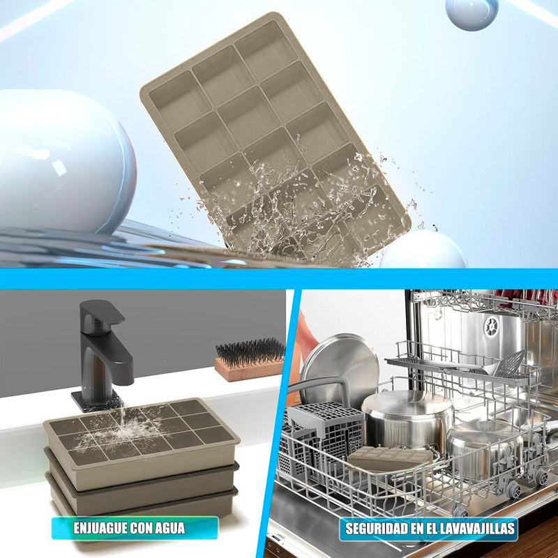 Pack X2 Molde Hielo Cubetas De Hielo Bandeja Silicona Hielo Marrón
