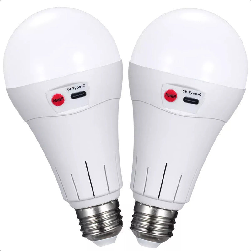 Pack X2 Ampolletas Portables Inteligentes Camping Recargables Blanco 6.500k Usb Ampolleta Led Tipo Bulbo Ampolletas Ampolleta Recargable Plastica Ampolleta E27 Ampolleta Emergencia 10w Okshop