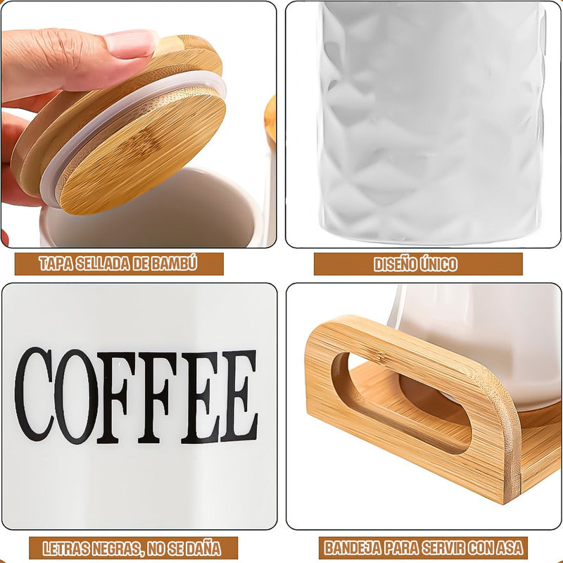Set 3 Contenedores Hermeticos Frascos Hermeticos Ceramica Blanco