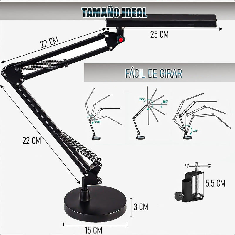 Lampara Mesa Lampara Para Leer Pack 2 Lampara Escritorio Led Negro