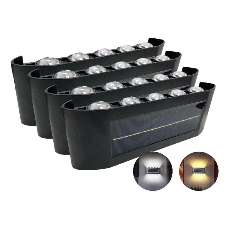 Pack X4 Aplique De Pared Lampara Led Focos Exterior Solar