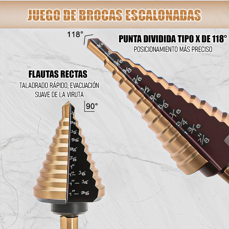 Brocas Escalonadas Juego De 5 Brocas Brocas Conicas Brocas