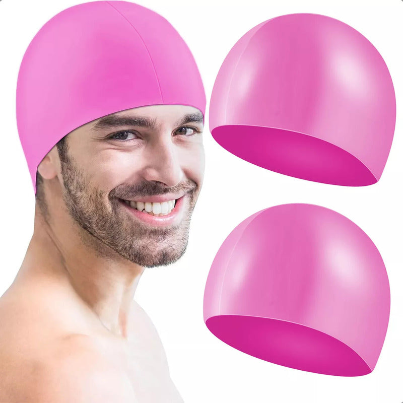Pack De 2 Gorros De Natación Okshop De Silicona Rosa Para Adultos Y Adolescentes Liso Talle Único
