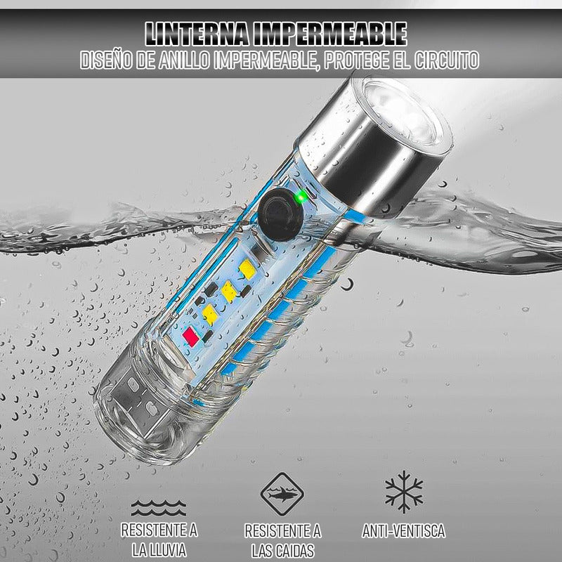 Linterna Recargable Linterna Bolsillo Linterna Led Tactica Blanco/rojo Azul