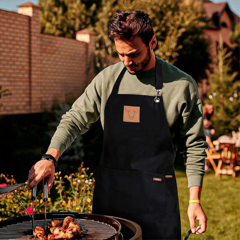 Delantal Parrillero Wayu Pechera Cocina Mandiles Cocina Wayu Negro Wayu